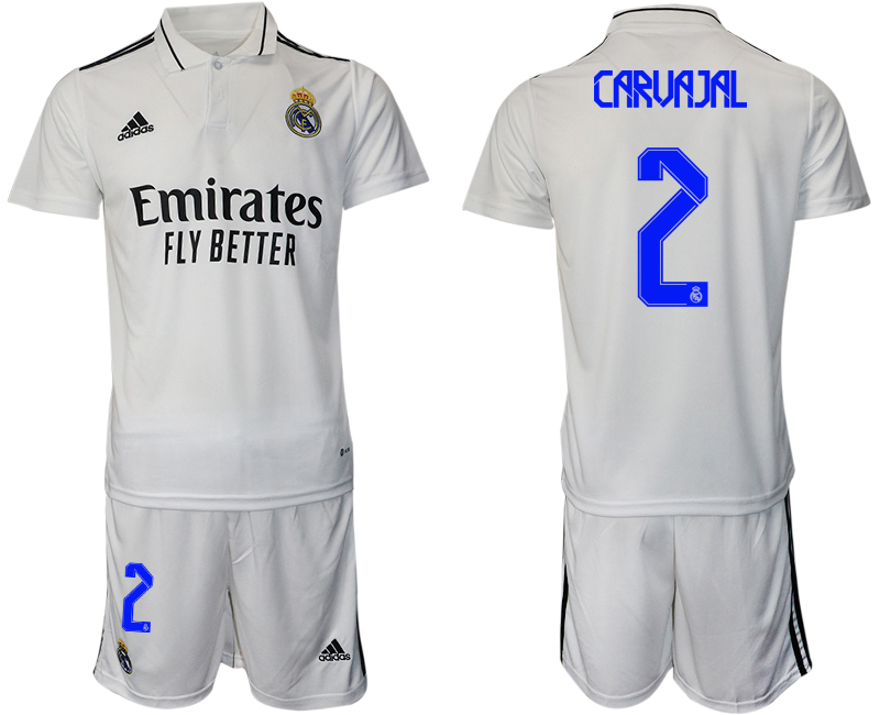Men 2022-2023 Club Real Madrid home white 2 Adidas Soccer Jersey